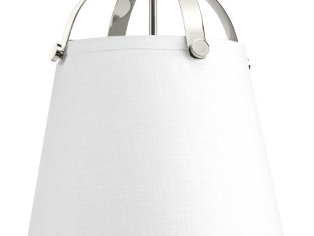 Galley 2-Light Linen Shade Coastal Pendant Light Polished Nickel Online now