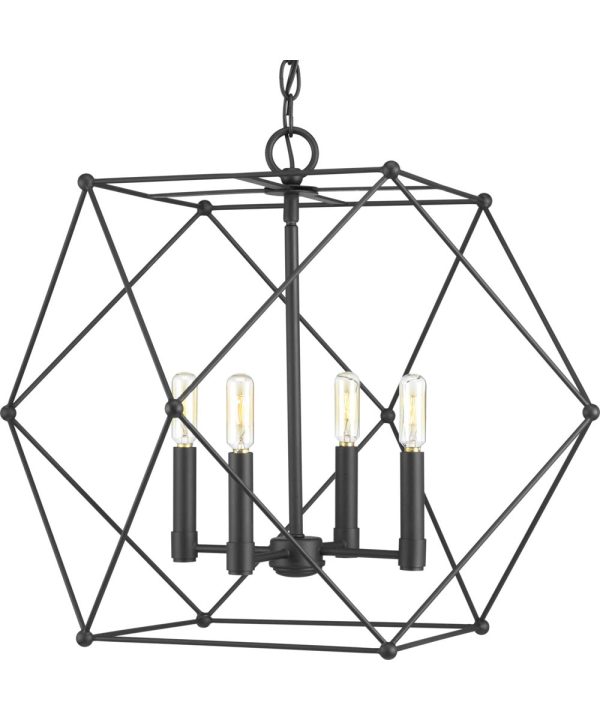 Spatial 4-Light Global Pendant Light Matte Black For Sale