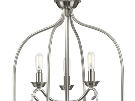 Vinings 3-Light Grey Washed Oak Foyer Pendant Light Brushed Nickel Sale