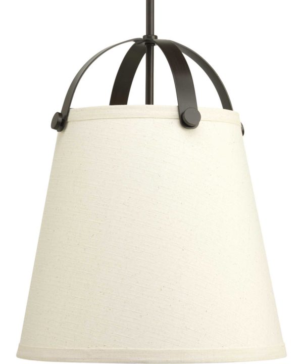 Galley 2-Light Linen Shade Coastal Pendant Light Antique Bronze Supply