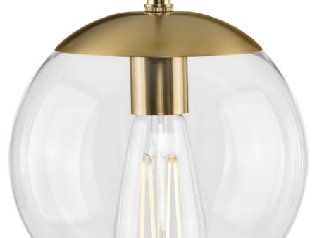 Atwell 8-inch Clear Glass Globe Small Hanging Pendant Light Brushed Bronze Online Sale