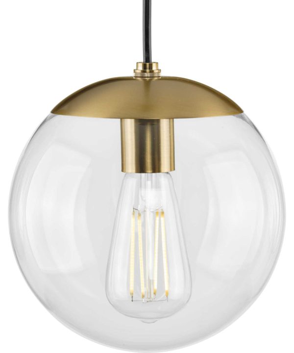 Atwell 8-inch Clear Glass Globe Small Hanging Pendant Light Brushed Bronze Online Sale