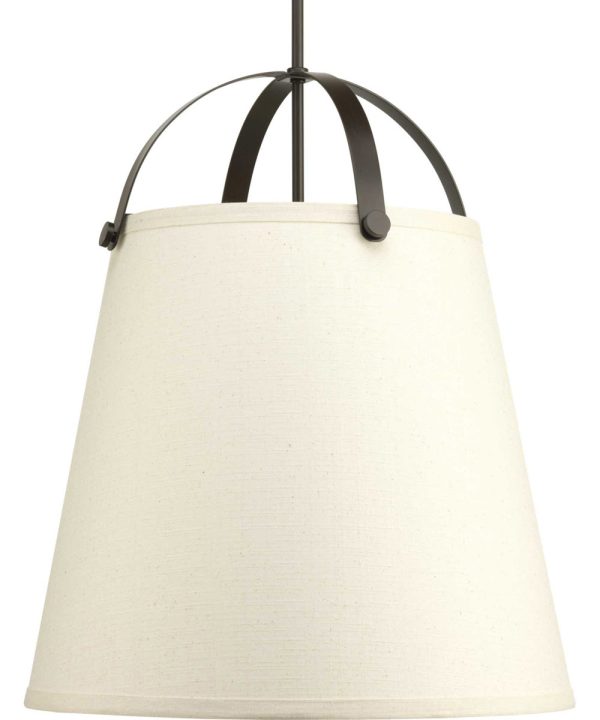 Galley 3-Light Linen Shade Coastal Pendant Light Antique Bronze on Sale