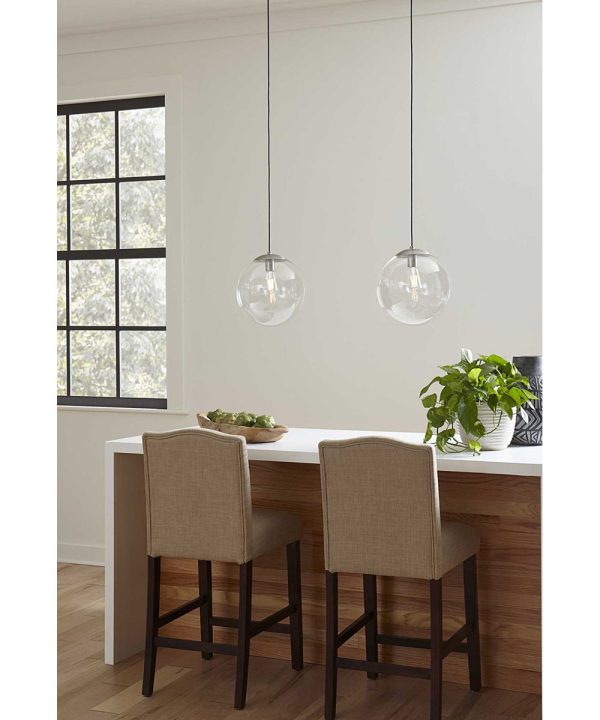 Atwell 10-inch Clear Glass Globe Medium Hanging Pendant Light Brushed Nickel on Sale