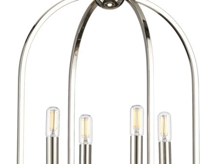 Seneca 4-Light Farmhouse Pendant Light Polished Nickel For Sale