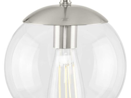 Atwell 8-inch Clear Glass Globe Small Hanging Pendant Light Brushed Nickel Online now