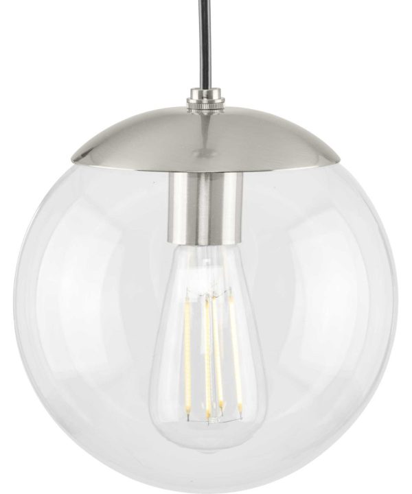 Atwell 8-inch Clear Glass Globe Small Hanging Pendant Light Brushed Nickel Online now