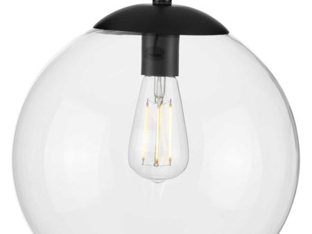 Atwell 12-inch Clear Glass Globe Large Hanging Pendant Light Matte Black Online Sale