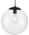 Atwell 12-inch Clear Glass Globe Large Hanging Pendant Light Matte Black Online Sale