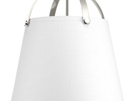 Galley 3-Light Linen Shade Coastal Pendant Light Polished Nickel Discount