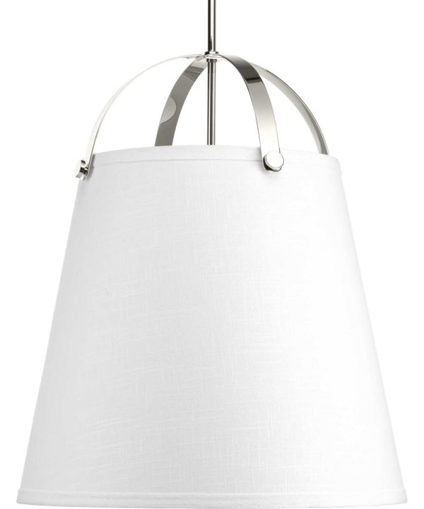 Galley 3-Light Linen Shade Coastal Pendant Light Polished Nickel Discount