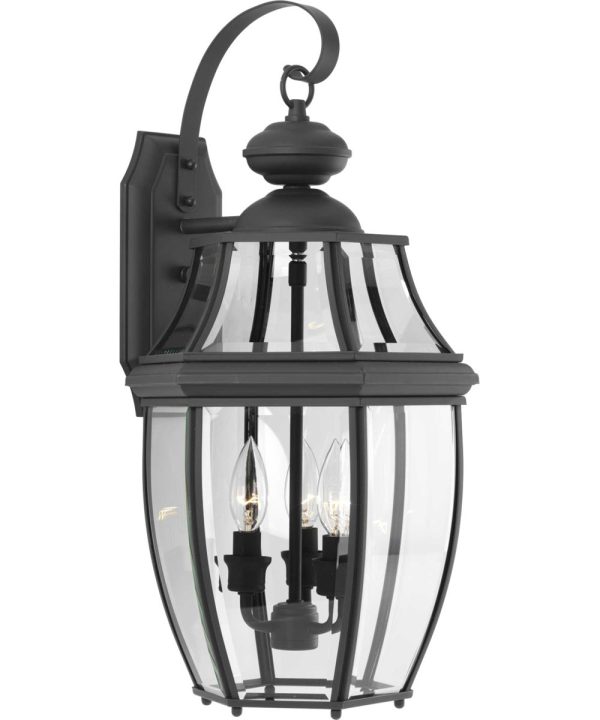 New Haven 3-Light Large Wall Lantern Textured Black Cheap