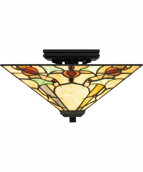 Tiffany Medium 2-light Flush Mount Matte Black Online Hot Sale