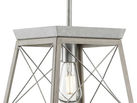 Briarwood 1-Light Galvanized Bleached Oak Farmhouse Style Hanging Mini-Pendant Light Galvanized Finish Sale