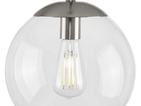 Atwell 10-inch Clear Glass Globe Medium Hanging Pendant Light Brushed Nickel on Sale