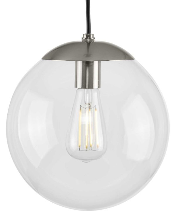 Atwell 10-inch Clear Glass Globe Medium Hanging Pendant Light Brushed Nickel on Sale