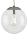 Atwell 10-inch Clear Glass Globe Medium Hanging Pendant Light Brushed Nickel on Sale