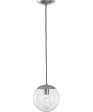 Atwell 8-inch Clear Glass Globe Small Hanging Pendant Light Brushed Nickel Online now