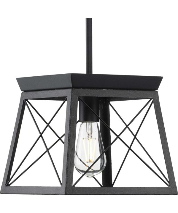 Briarwood 1-Light Textured Cerused Black Farmhouse Style Hanging Mini-Pendant Light Textured Black on Sale