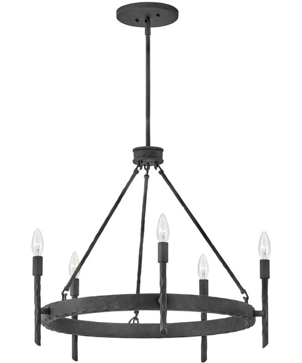 Tress 5-Light Medium Single Tier in Forged Iron Cheap