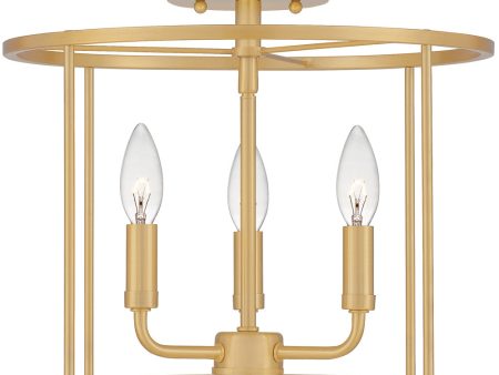 Abner 3-light Semi Flush Mount Aged Brass Sale