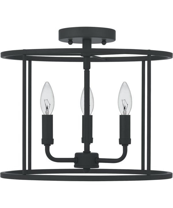 Abner 3-light Semi Flush Mount Matte Black on Sale