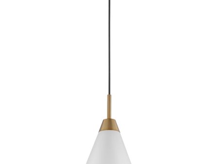 Tango 1-Light Pendant Matte White   Burnished Brass Online Sale