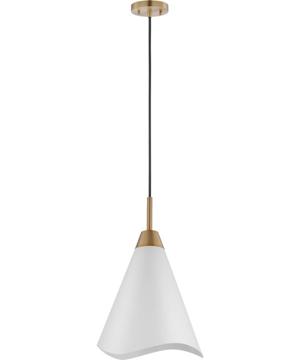 Tango 1-Light Pendant Matte White   Burnished Brass Online Sale