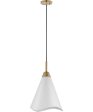 Tango 1-Light Pendant Matte White   Burnished Brass Online Sale