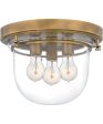 Whistling 3-light Flush Mount Weathered Brass For Sale