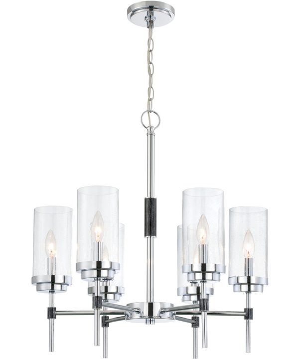 Quintana 6-Light 6-Light Chandeliers Chrome Glass Shade Online now