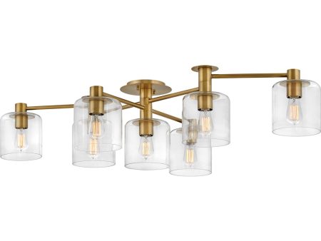 Axel 7-Light Extra Large Semi-flush Mount in Heritage Brass For Cheap