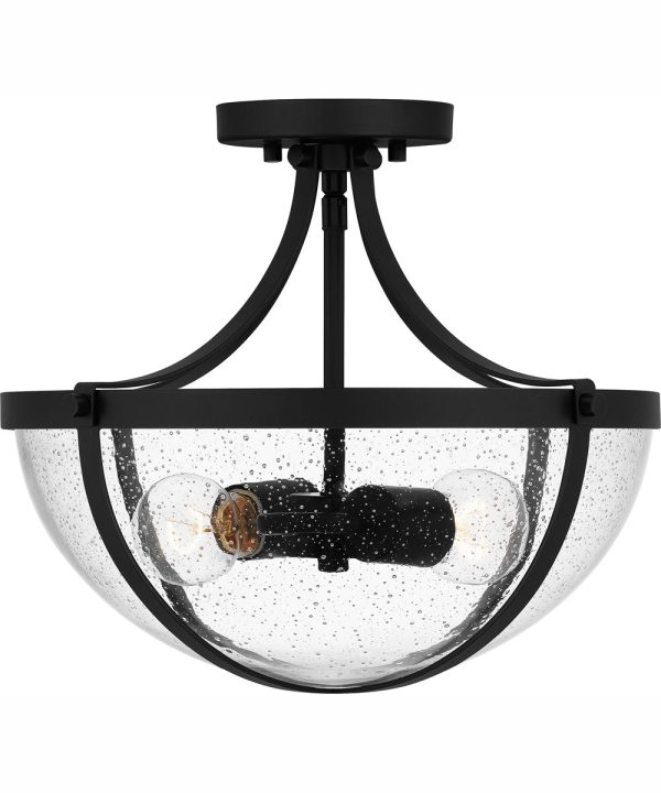 Antebellum Medium 2-light Semi Flush Mount Matte Black Fashion