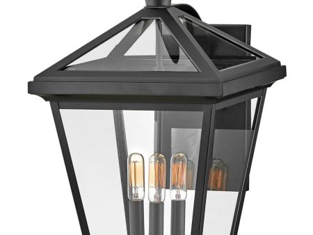 Palma 3-Light Large Outdoor Wall Mount Lantern in Black For Sale