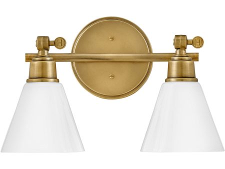 Arti 2-Light Two Light Vanity in Heritage Brass For Sale