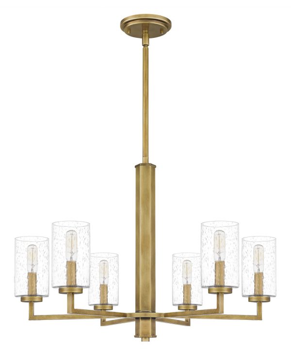 Sunburst 6-light Chandelier Weathered Brass For Cheap