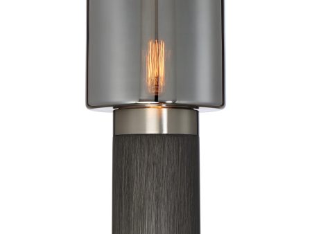 Tanaka 1-Light Table Lamp Charcoal Grey Brushed Nickel Smoke Glass For Cheap