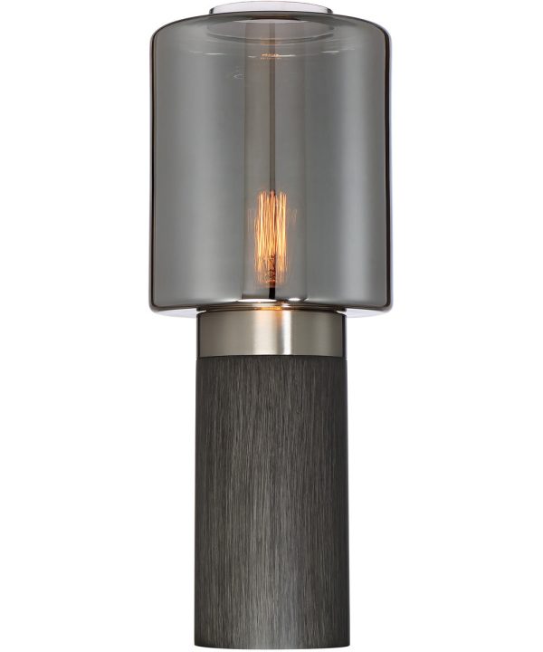 Tanaka 1-Light Table Lamp Charcoal Grey Brushed Nickel Smoke Glass For Cheap