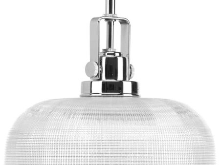 Archie 1-Light Clear Prismatic Glass Coastal Pendant Light Polished Chrome For Cheap