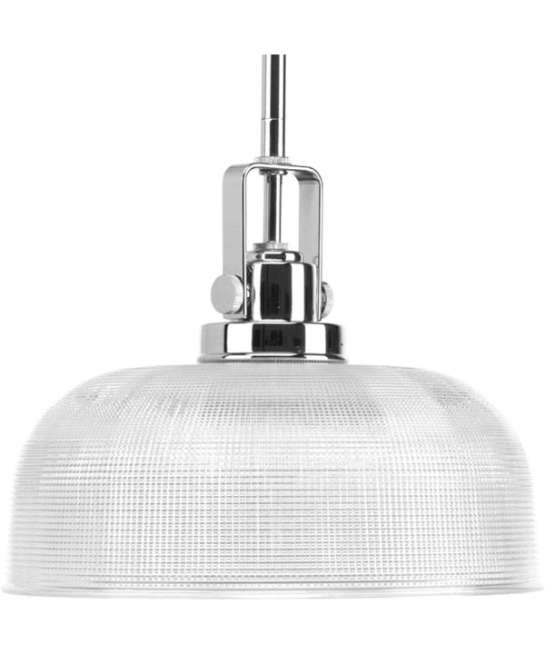 Archie 1-Light Clear Prismatic Glass Coastal Pendant Light Polished Chrome For Cheap