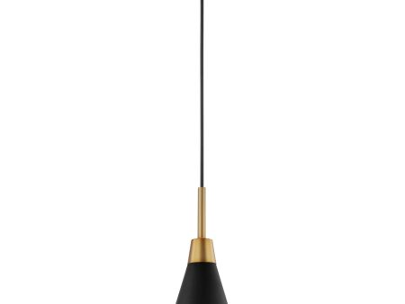 Tango 1-Light Pendant Matte Black   Burnished Brass Discount