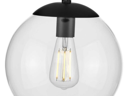 Atwell 10-inch Clear Glass Globe Medium Hanging Pendant Light Matte Black Cheap