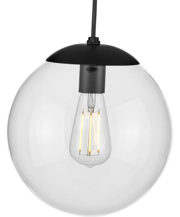 Atwell 10-inch Clear Glass Globe Medium Hanging Pendant Light Matte Black Cheap