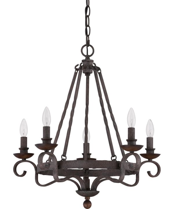 Noble 5-light Chandelier Rustic Black Discount