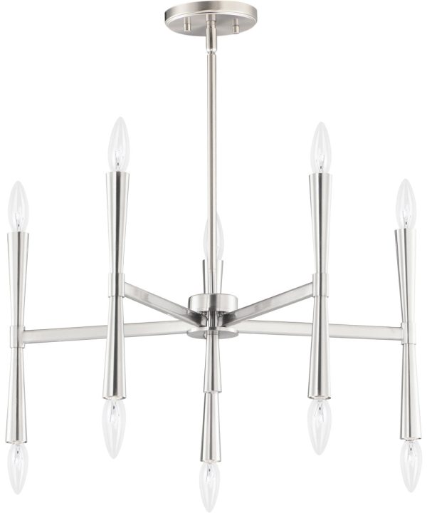 Rome 10-Light Chandelier Satin Nickel Fashion