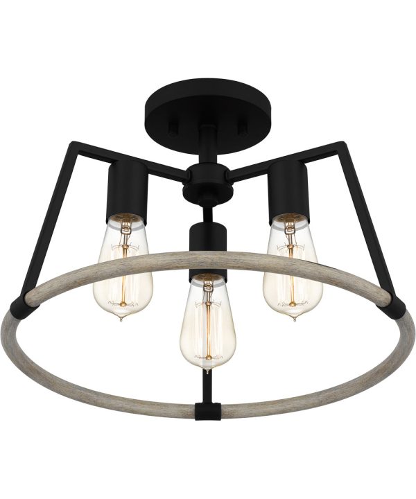 Tippet 3-light Semi Flush Mount Matte Black on Sale