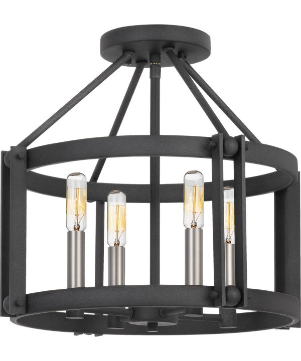 Victor 4-light Semi Flush Mount Mottled Black Online