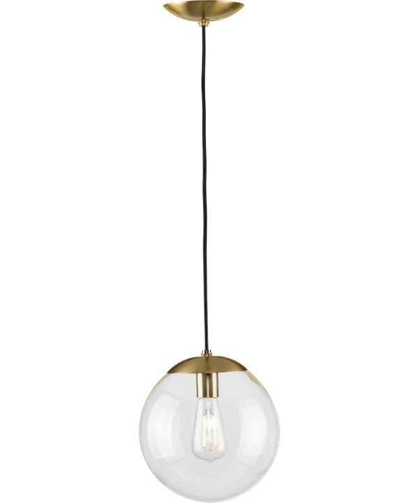 Atwell 10-inch Clear Glass Globe Medium Hanging Pendant Light Brushed Bronze on Sale