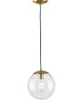 Atwell 10-inch Clear Glass Globe Medium Hanging Pendant Light Brushed Bronze on Sale