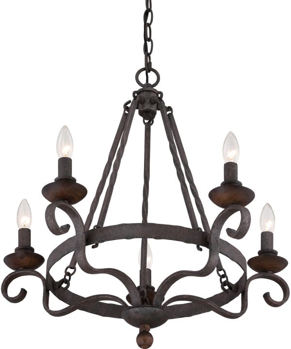 Noble 5-light Chandelier Rustic Black Discount